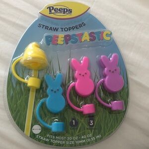 Brand New Listing! Peeps Straw Toppers Yellow Blue Pink Purple Easter Set of 4